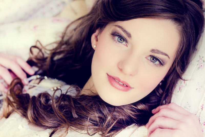 Woman with Brown Hair — Calm, Photograph, Bed