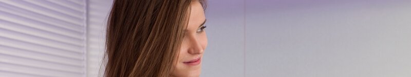 Woman with Brown Hair — Calm, Photograph, Blinds