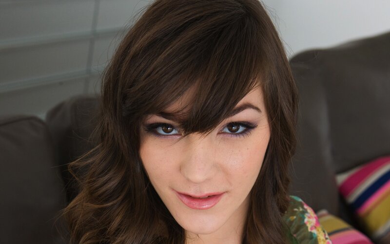 Woman with Brown Hair — Calm, Photograph, Couch