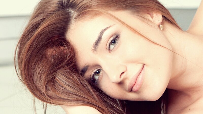 Woman with Brown Hair — Calm, Photograph, Earring, Face