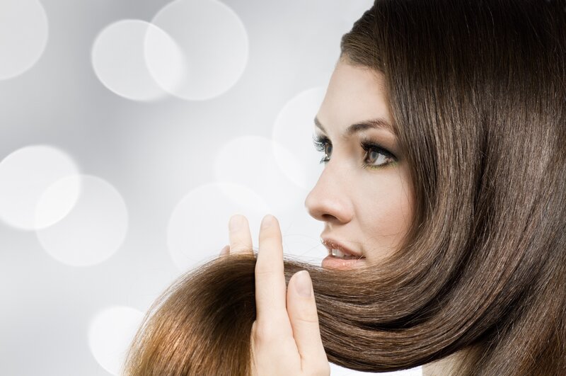 Woman with Brown Hair — Calm, Photograph, Hand, Eyes, White, Gray