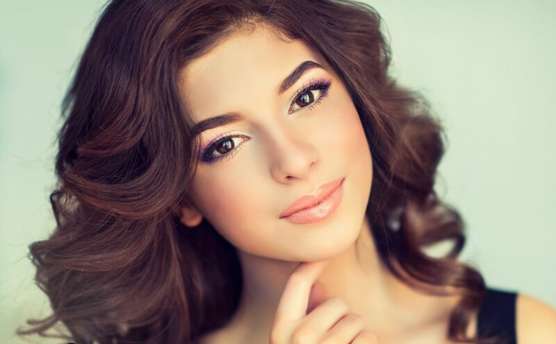 Woman with Brown Hair — Calm, Photograph, Makeup, Hand