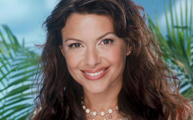 Woman with Brown Hair — Calm, Photograph, Pearl Necklace, Palm Leaves