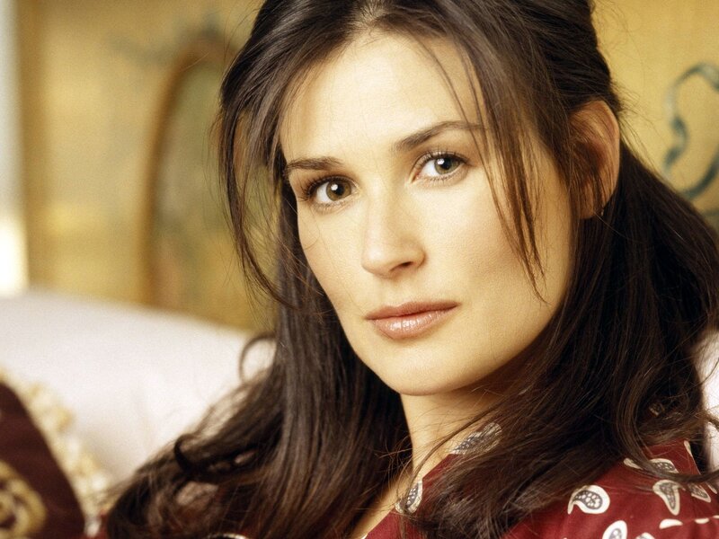 Woman with Brown Hair — Calm, Photograph, Pillow, Patterned Shirt
