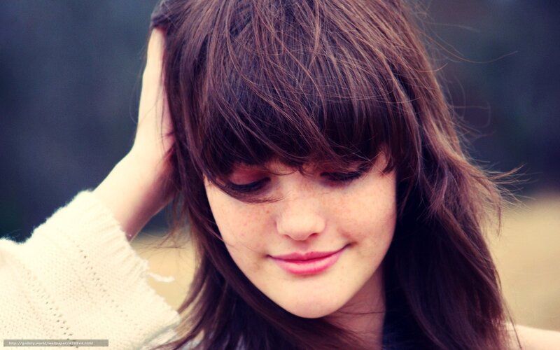 Woman with Brown Hair — Calm, Photograph, Sweater, Face