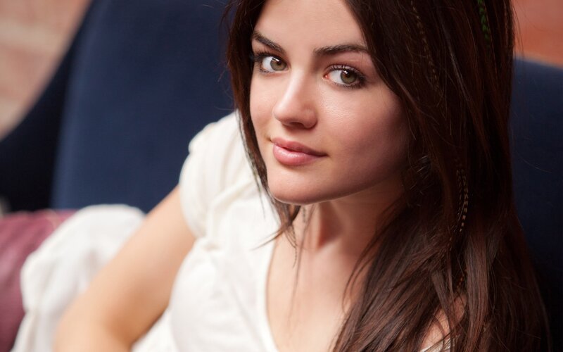 Woman with Brown Hair — Calm, Photograph, White Shirt, Feather Braid