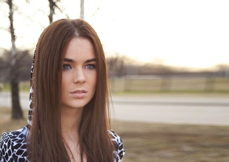 Woman with Brown Hair — Calm, Sunset, Photograph