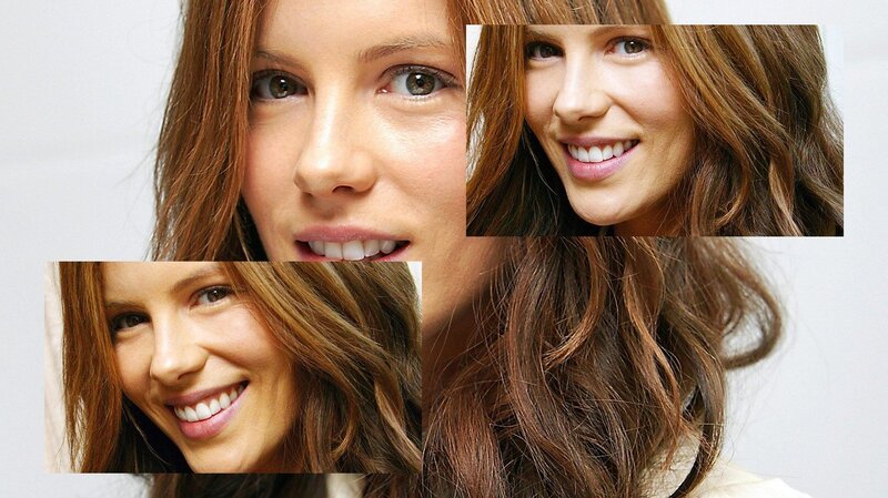 woman with brown hair collage