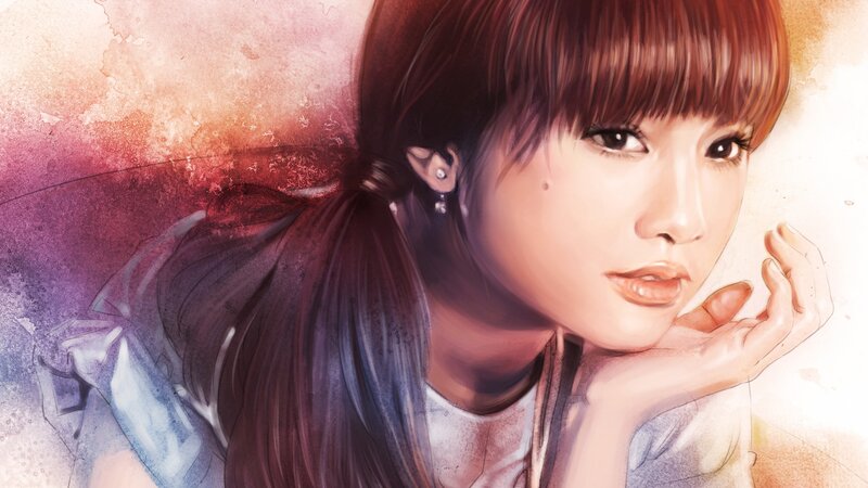 Woman with Brown Hair — Contemplative, Digital Art, Earring