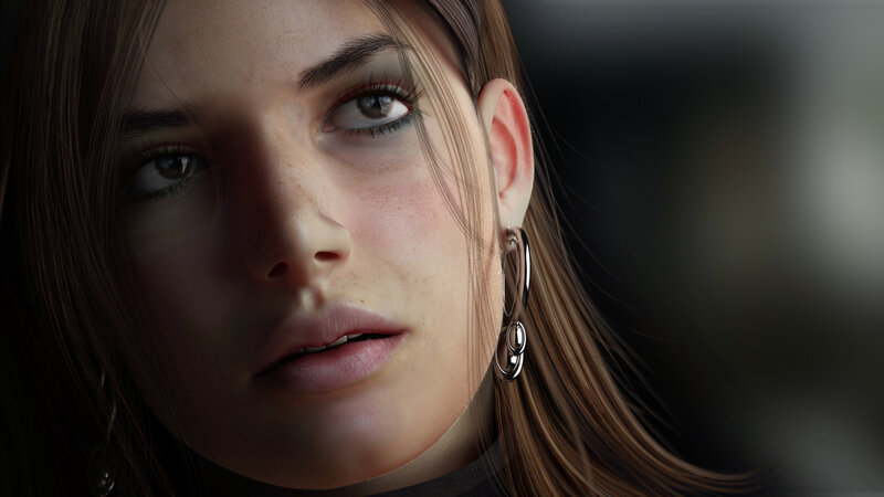 Woman with Brown Hair — Dramatic, 3d Render