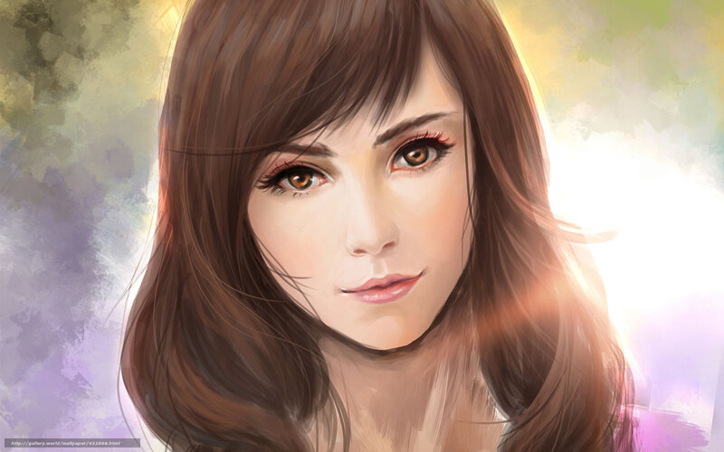 Woman with Brown Hair — Dramatic, Digital Art, Brown Eyes