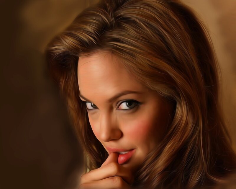 Woman with Brown Hair — Dramatic, Digital Art, Hand