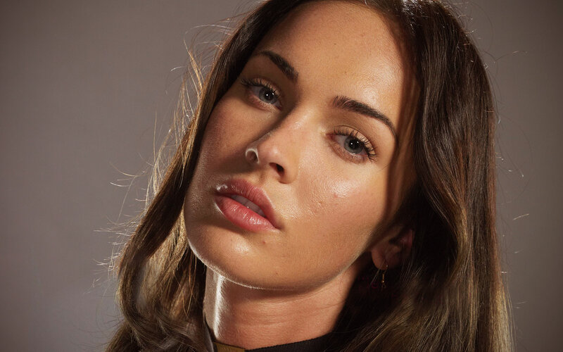 Woman with Brown Hair — Dramatic, Photograph, Earring, Neckline