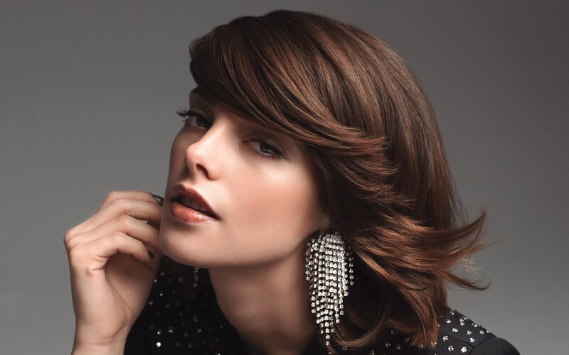 Woman with Brown Hair — Dramatic, Photograph, Earrings