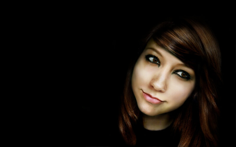 Woman with Brown Hair — Dramatic, Photograph, Eyes, Face, Black