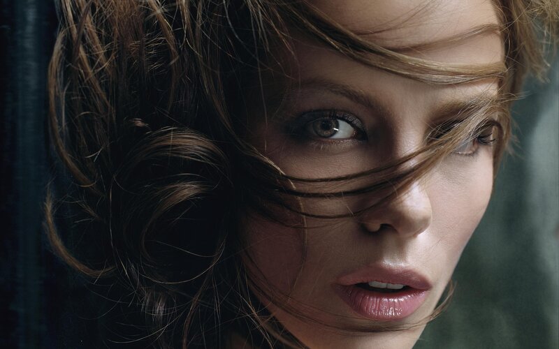 Woman with Brown Hair — Dramatic, Photograph, Eyes, Lip