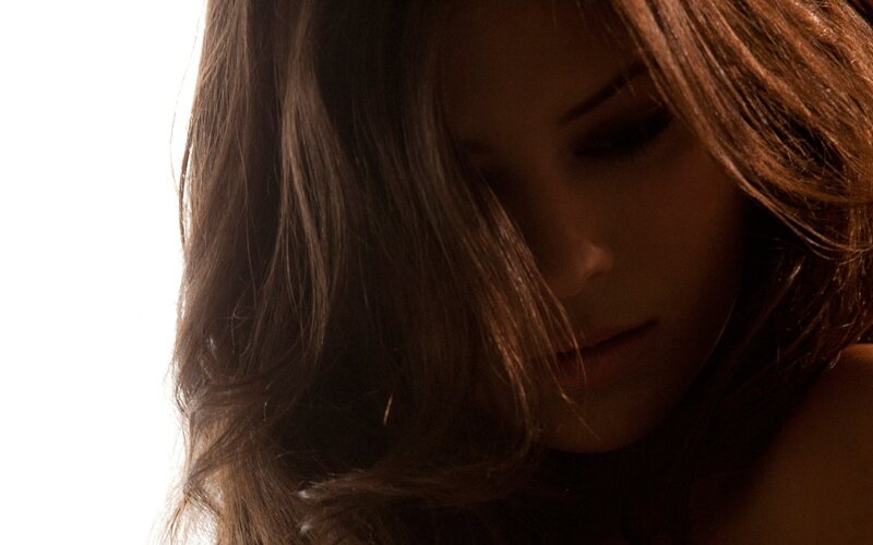 Woman with Brown Hair — Dramatic, Photograph, Face, White