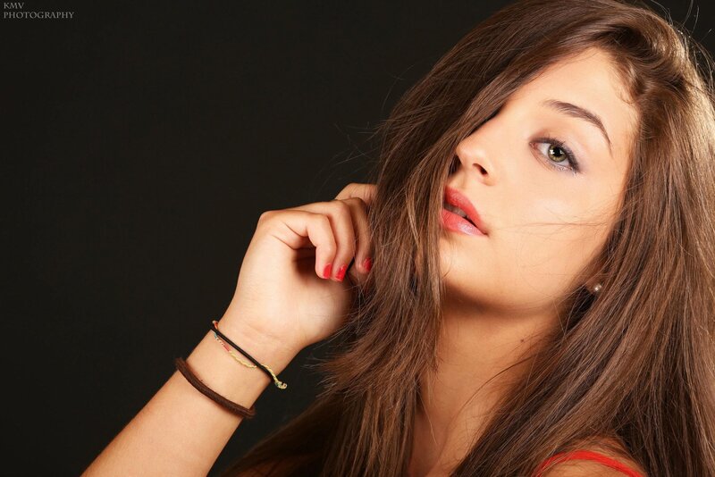 Woman with Brown Hair — Dramatic, Photograph, Hand, Bracelet