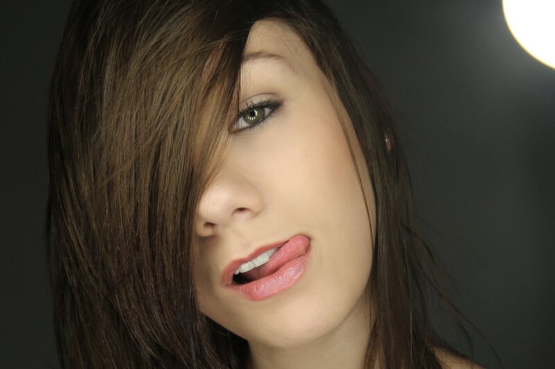 Woman with Brown Hair — Dramatic, Photograph, Lipstick, Light