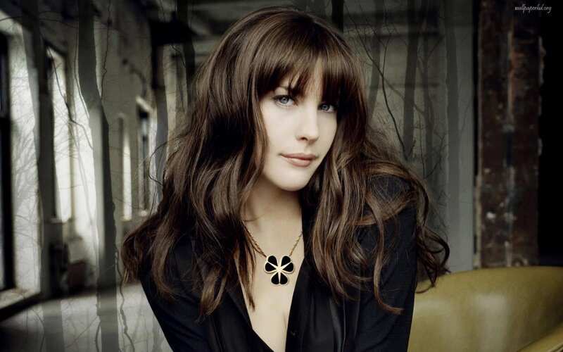 Woman with Brown Hair — Dramatic, Photograph, Necklace, Black Shirt
