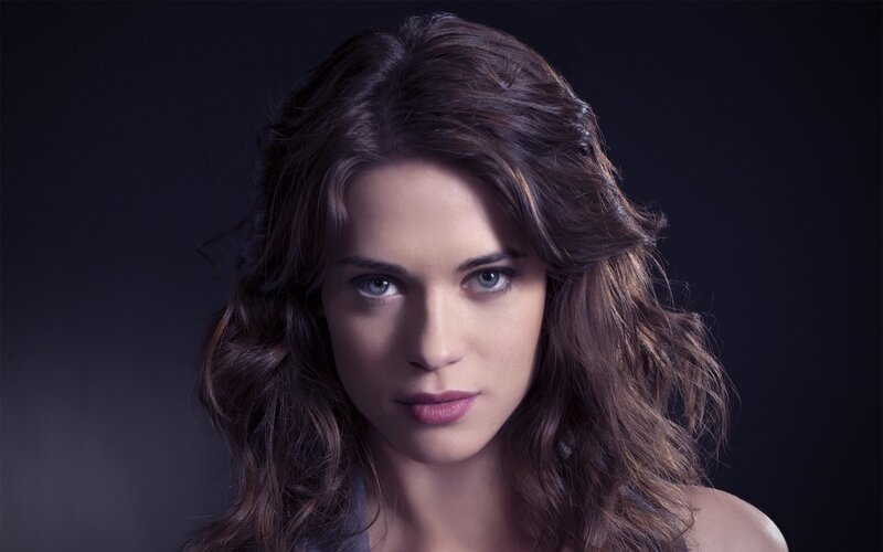 Woman with Brown Hair — Dramatic, Photograph, Shoulder, Eyes, Black, Gray