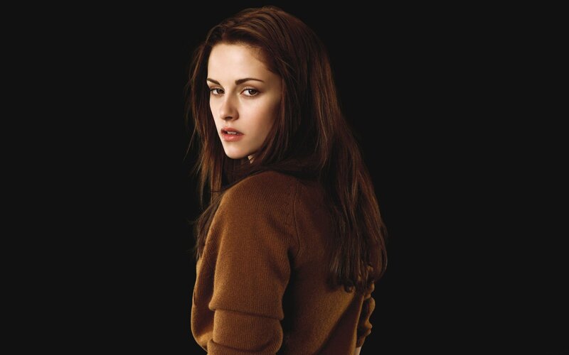 Woman with Brown Hair — Dramatic, Photograph, Sweater, Dark Background