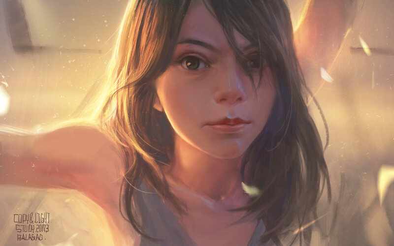 Woman with Brown Hair — Dramatic, Sunset, Digital Art