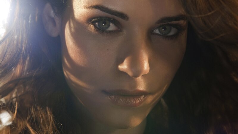 Woman with Brown Hair — Dramatic, Sunset, Photograph, Eyes, Sunlight