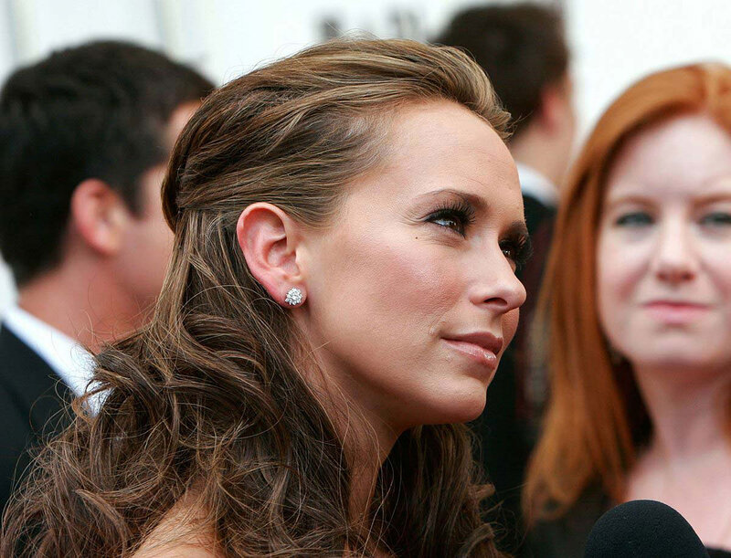 Woman with Brown Hair — Formal, Photograph, Earring, Microphone
