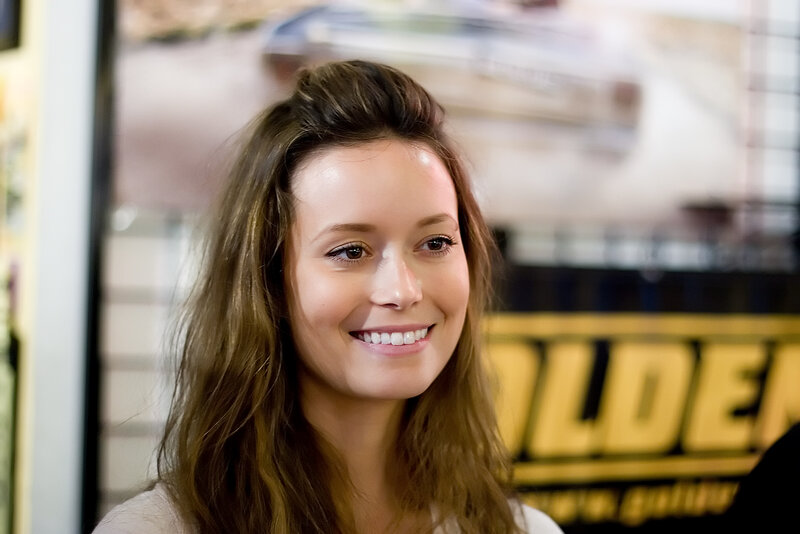Woman with Brown Hair — Friendly, Photograph, Poster