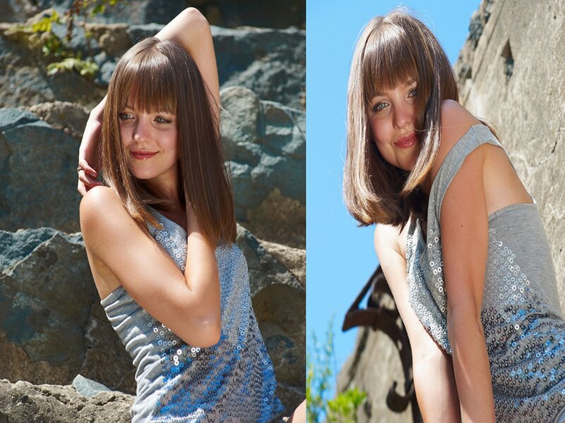 Woman with Brown Hair — Gray, Bright