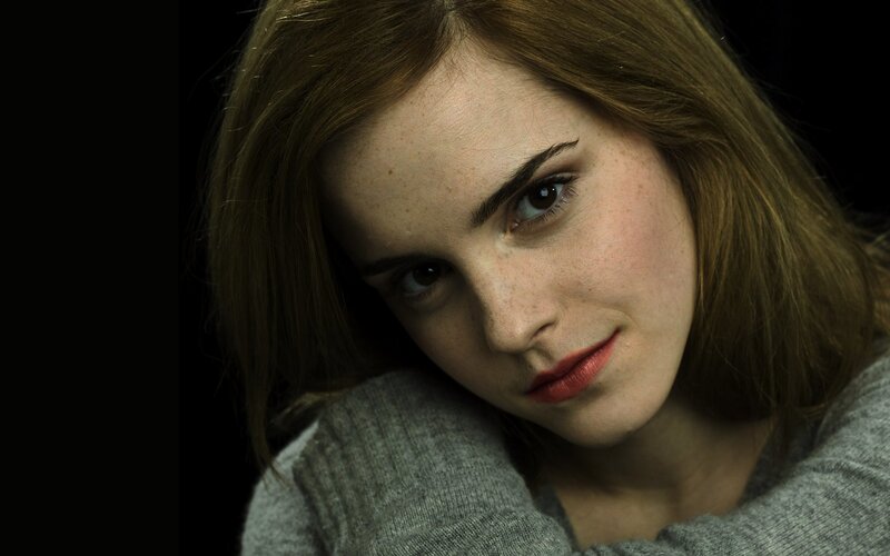 Woman with Brown Hair — Gray, Dramatic, Photograph, Sweater