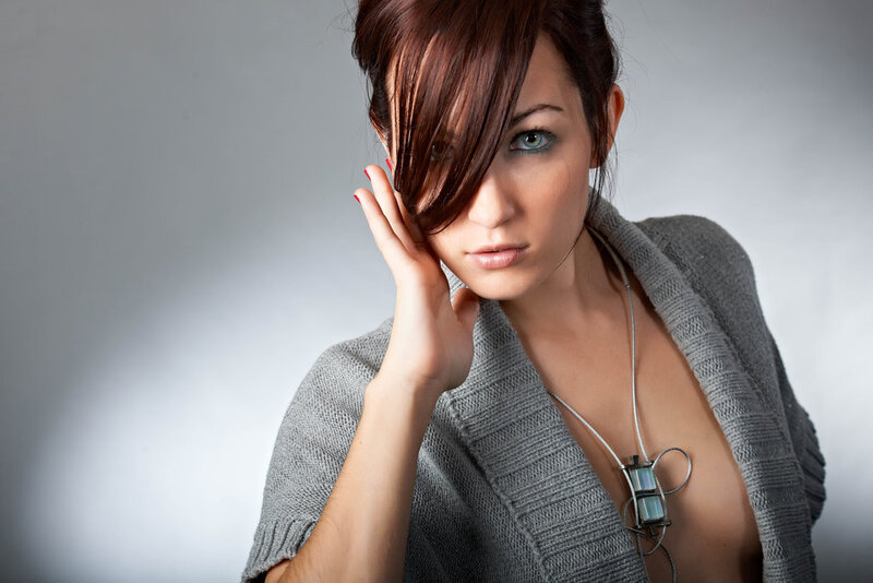 Woman with Brown Hair — Gray, Dramatic