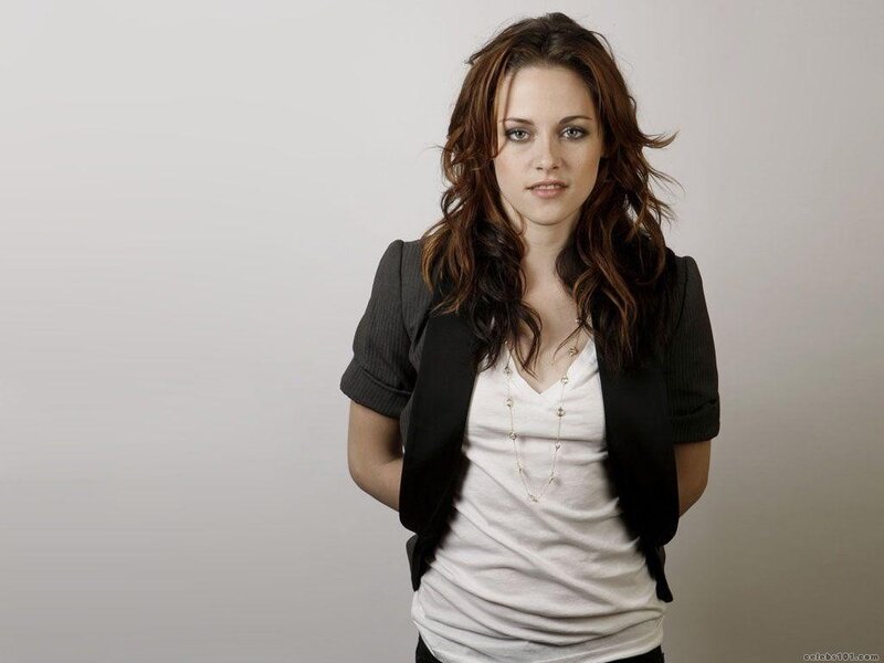Woman with Brown Hair — Gray, Neutral, Photograph, White Shirt