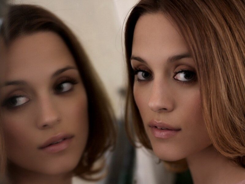 Woman with Brown Hair — Intense, Photograph, Mirror