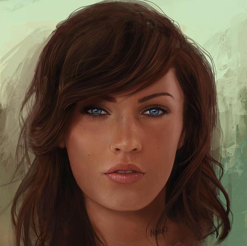 Woman with Brown Hair — Neutral, Digital Art, Blue Eyes