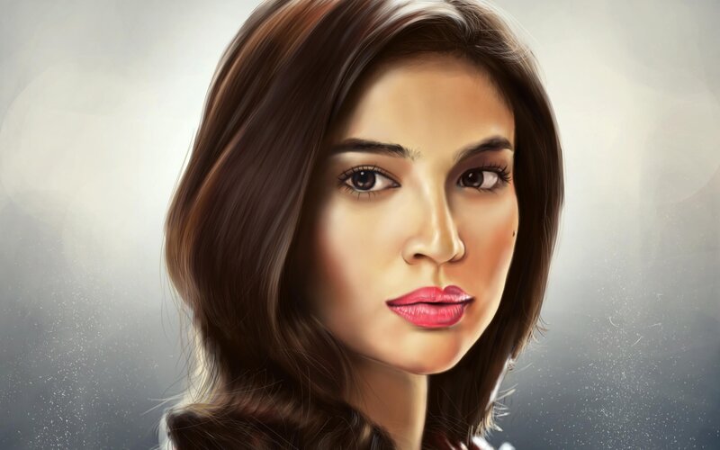 Woman with Brown Hair — Neutral, Digital Art, Lipstick