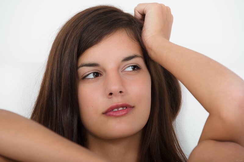 Woman with Brown Hair — Neutral, Photograph, Arm, White