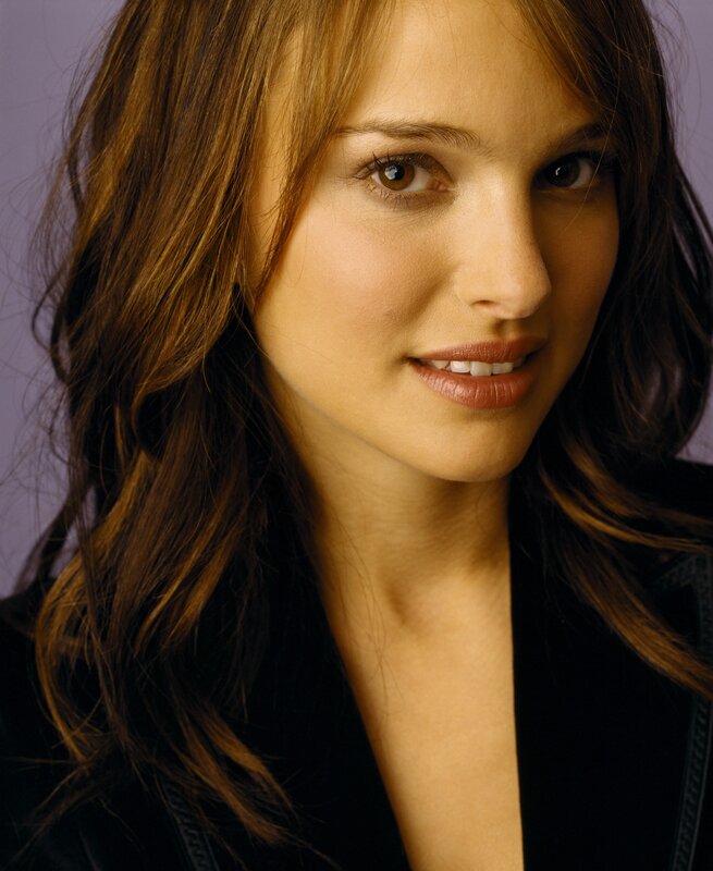 Woman with Brown Hair — Neutral, Photograph, Black Jacket, Purple
