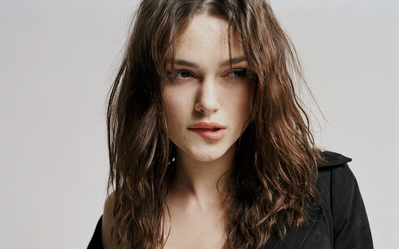Woman with Brown Hair — Neutral, Photograph, Black Jacket, White, Black