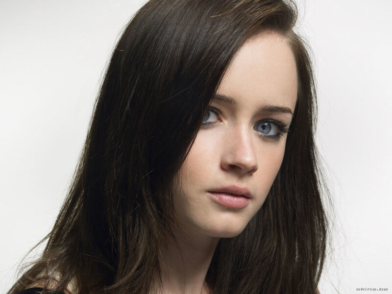 Woman with Brown Hair — Neutral, Photograph, Blue Eyes, White Background