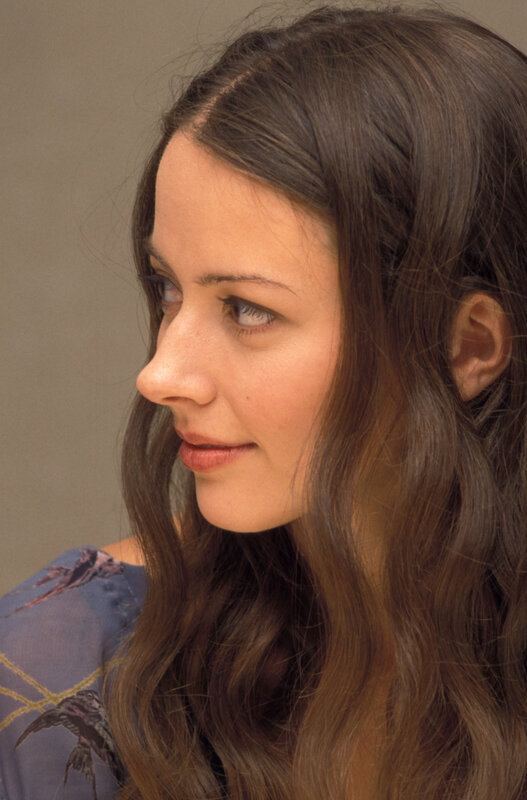 Woman with Brown Hair — Neutral, Photograph, Blue Shirt, Long Hair
