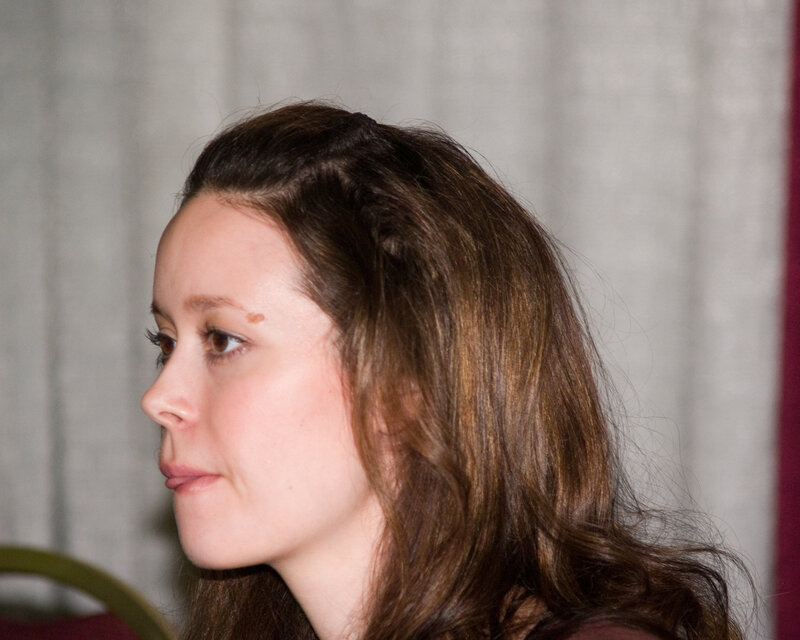 Woman with Brown Hair — Neutral, Photograph, Curtain