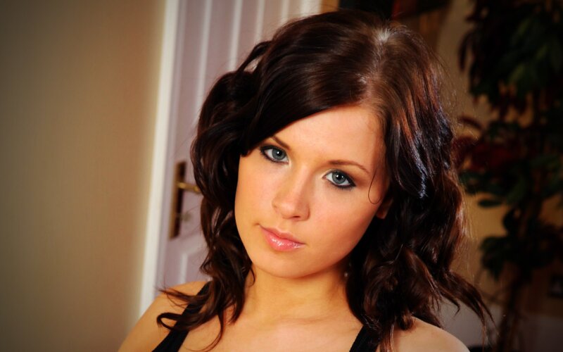 Woman with Brown Hair — Neutral, Photograph, Door