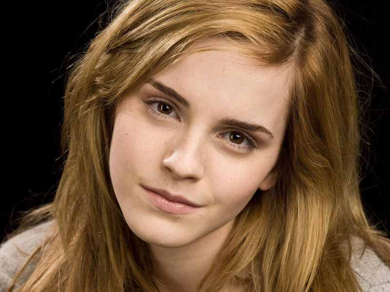 Woman with Brown Hair — Neutral, Photograph, Face, Black Background, Beige