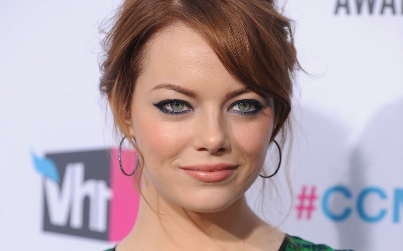 Woman with Brown Hair — Neutral, Photograph, Hoop Earrings, Eyeliner