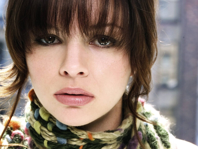 Woman with Brown Hair — Neutral, Photograph, Scarf, Bangs