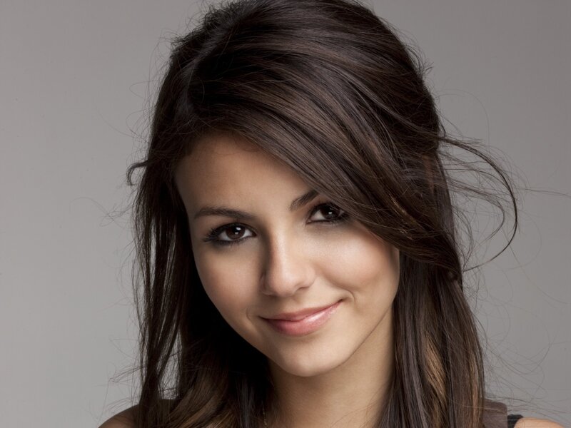 Woman with Brown Hair — Neutral, Photograph, Smile, Studio Background