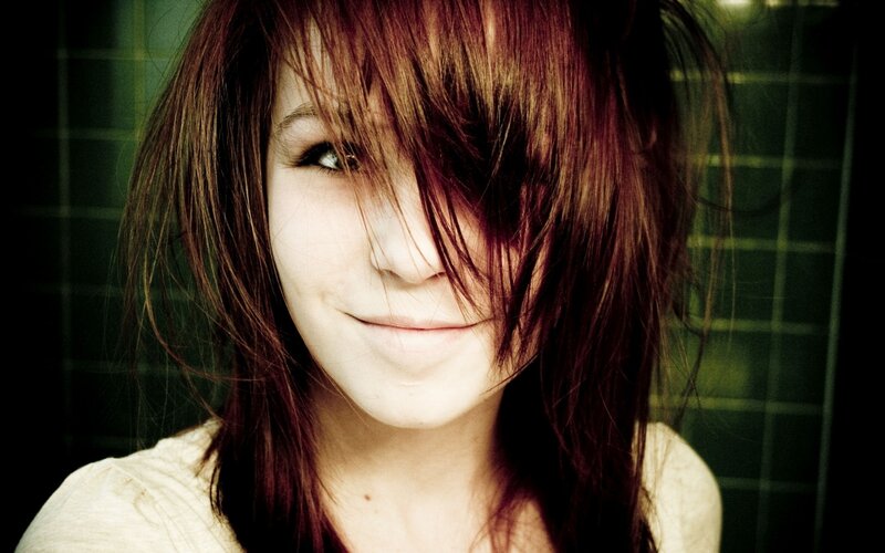 Woman with Brown Hair — Neutral, Photograph, Tiled Wall