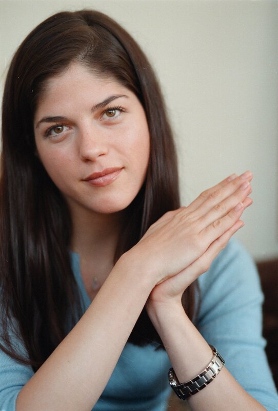 Woman with Brown Hair — Neutral, Photograph, Watch, Blue Shirt
